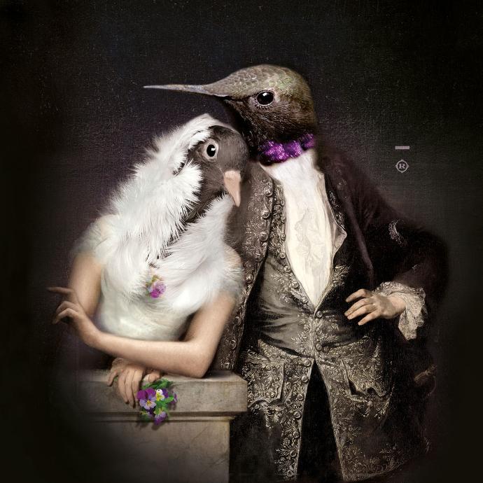 Lovebirds Lovebirds plateau tableau ibride